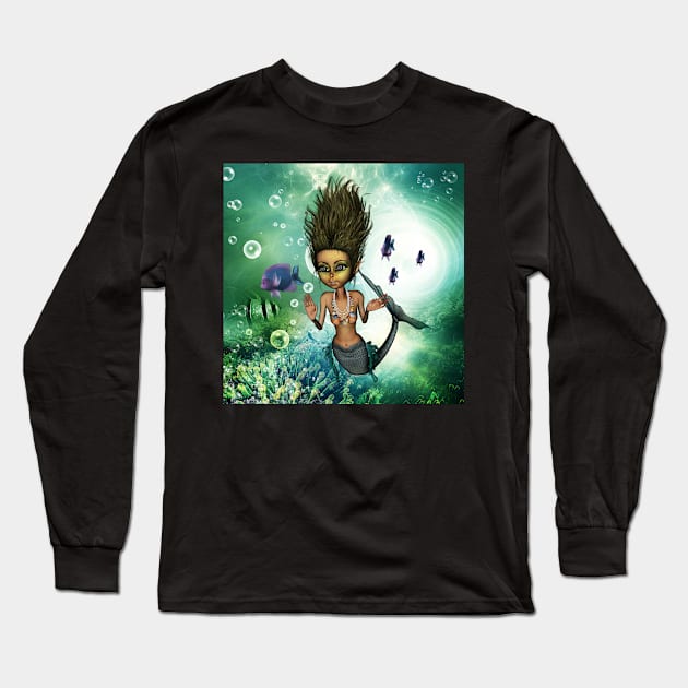 Sweet little mermaid in the deep ocean Long Sleeve T-Shirt by Nicky2342